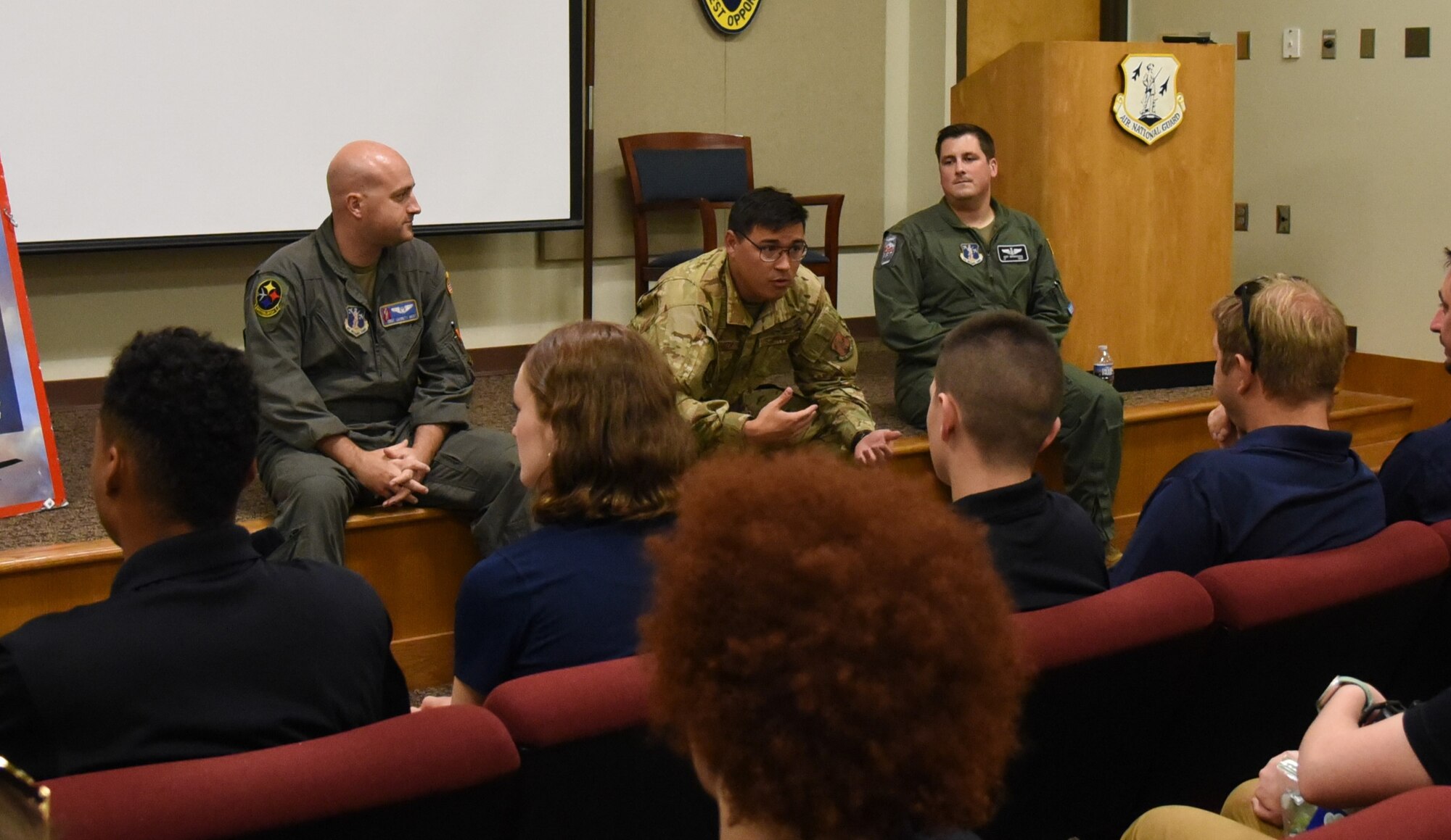 Members of the 117th Operations Group conduct a presentation for guests on base. They are part of a team which comprises Current Operations and they are an integral part of daily operations.