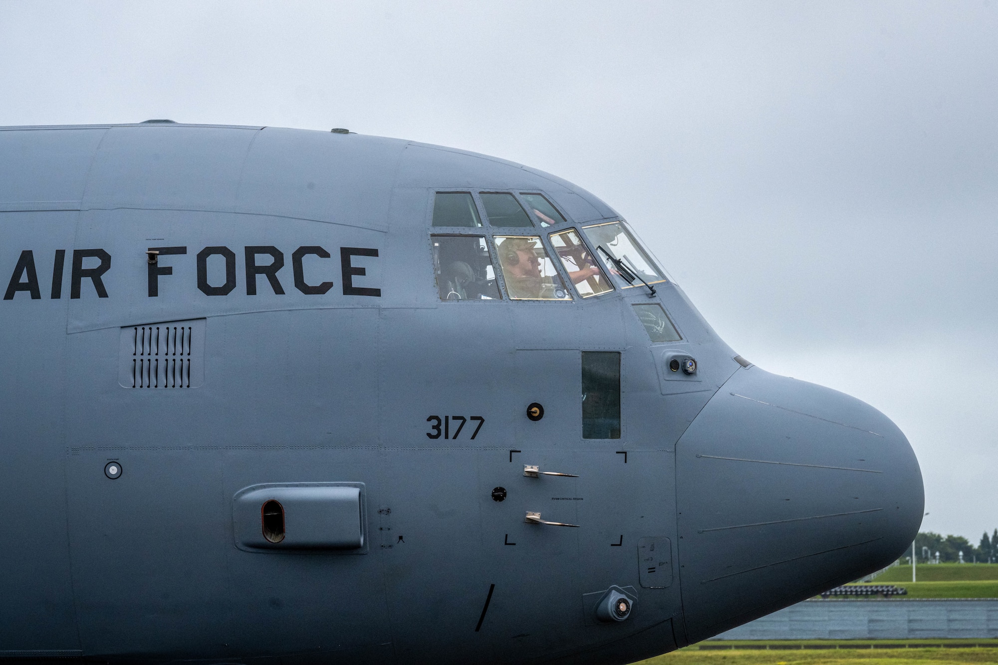 A C-130 Hercules taxis during the first ever Landing Zone Safety Officer (LZSO) course hosted at Misawa Air Base, Japan, July 26, 2024.