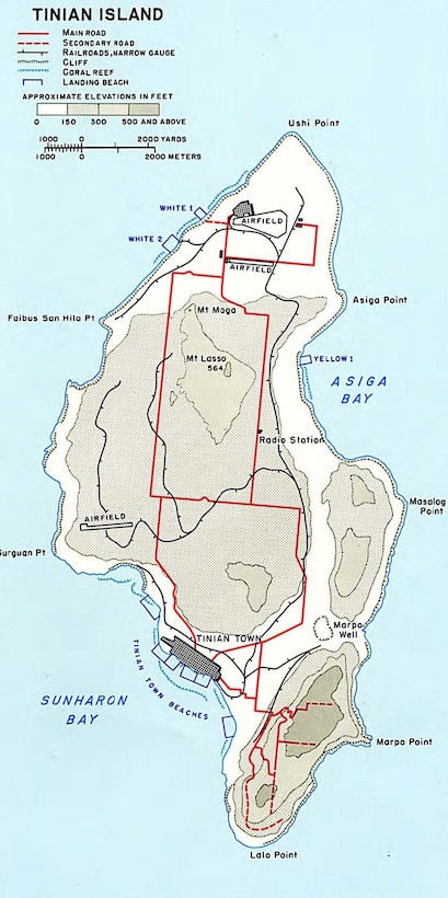 Ushi Point Airfield on Tinian in late 1945, then the largest Air Force Base.