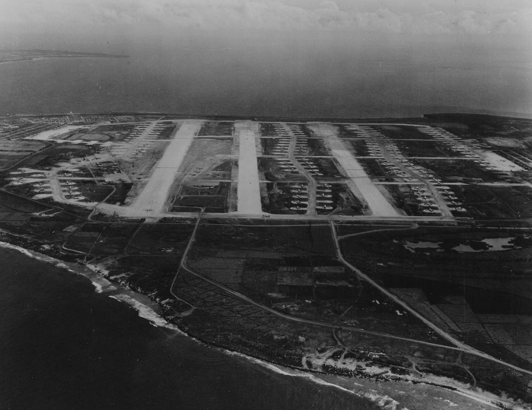 Ushi Point Airfield on Tinian in late 1945, then the largest Air Force Base.