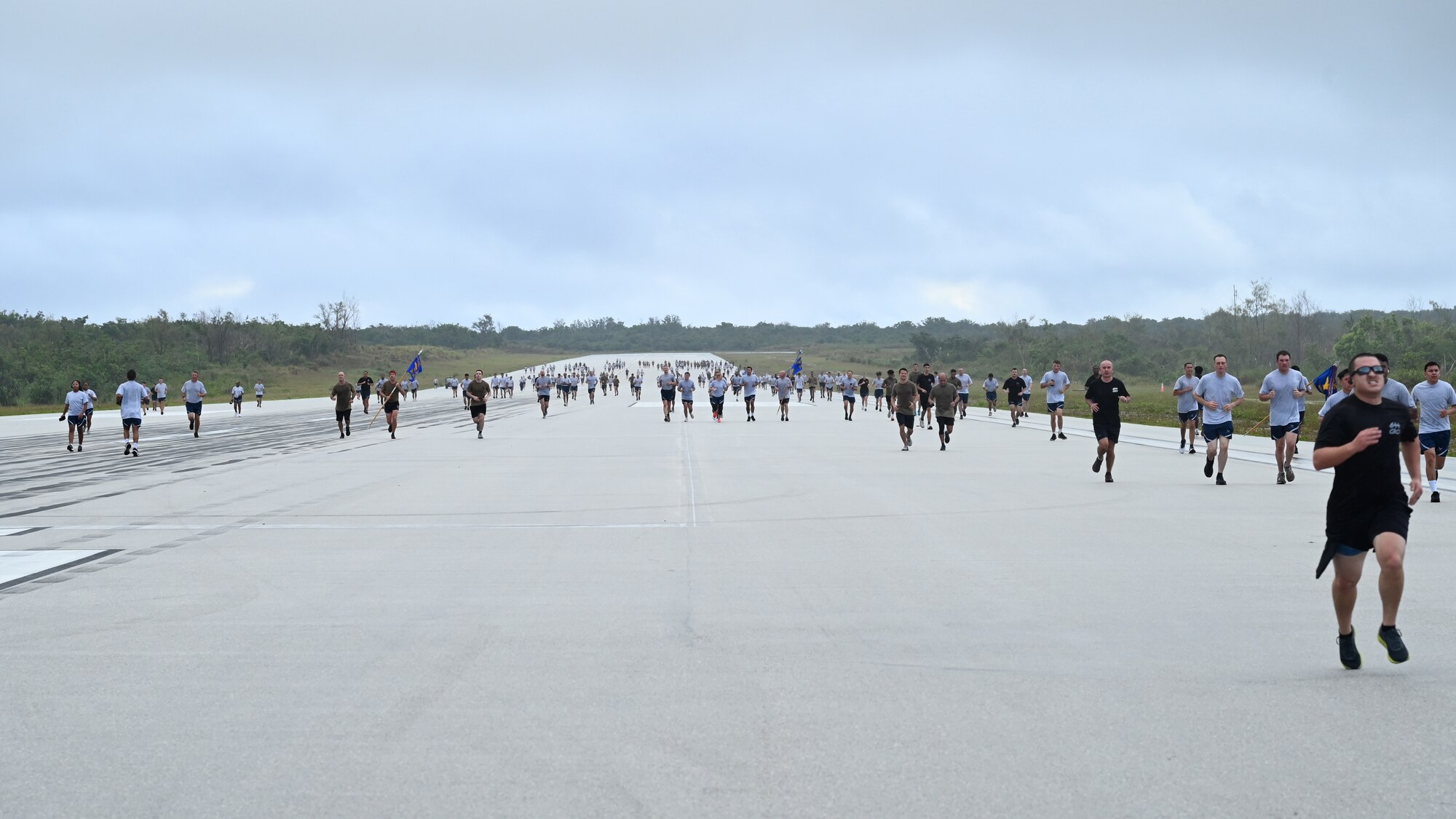 36th Wing Airmen participate in a Memorial Day 5K run at the Pacific Regional Training Center-Andersen, Guam, May 24, 2024. This run was held in honor for all the service members who have fallen in the line of duty. (U.S. Air Force photo by Senior Airman Akeem Campbell)