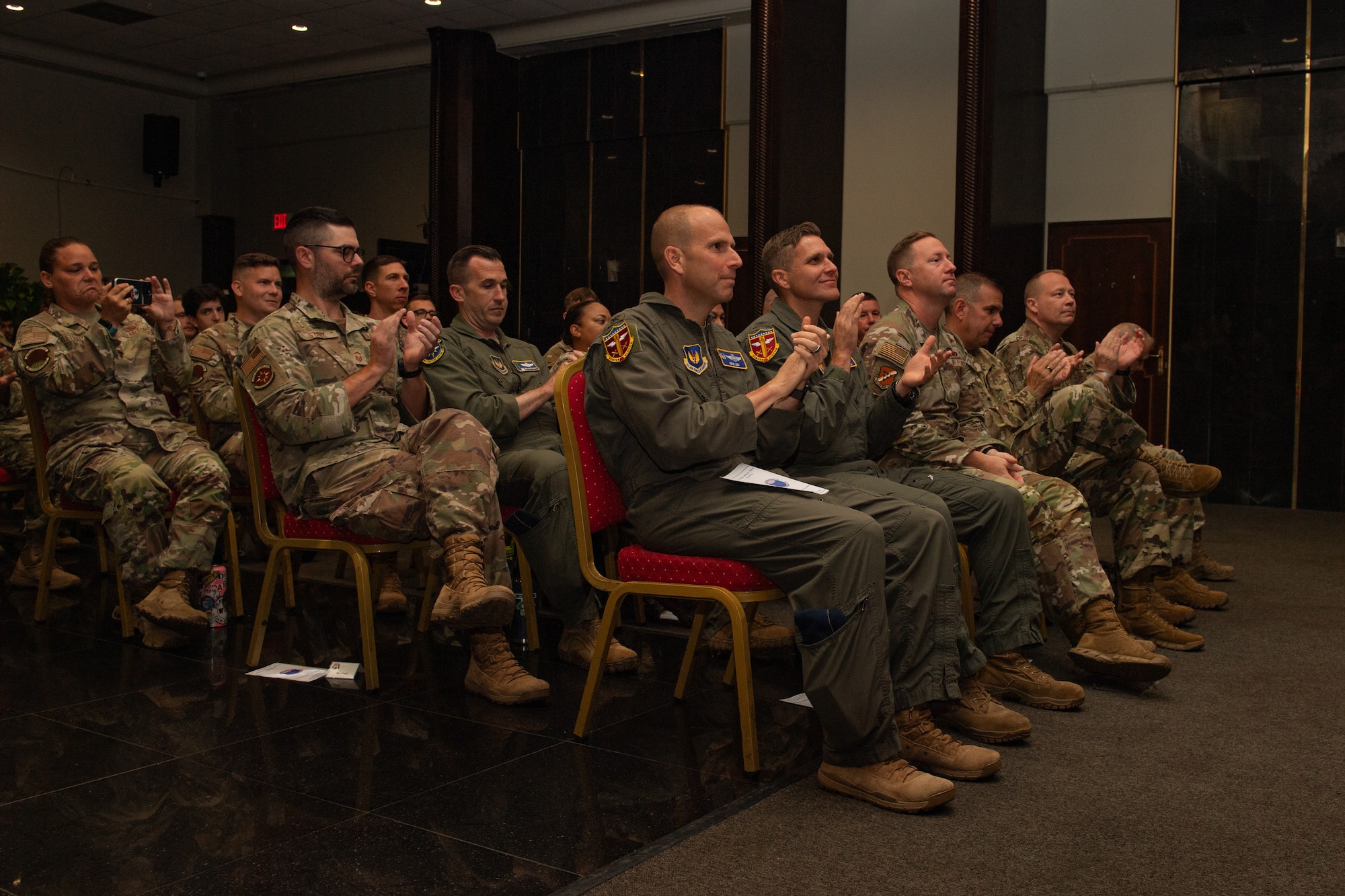 Leadership from the 39th Air Base Wing attend the 39th Communication Squadron change of command ceremony.