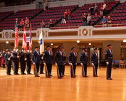 U.S. Air Force Honor Guard stands in formation at the Cleveland International Tattoo