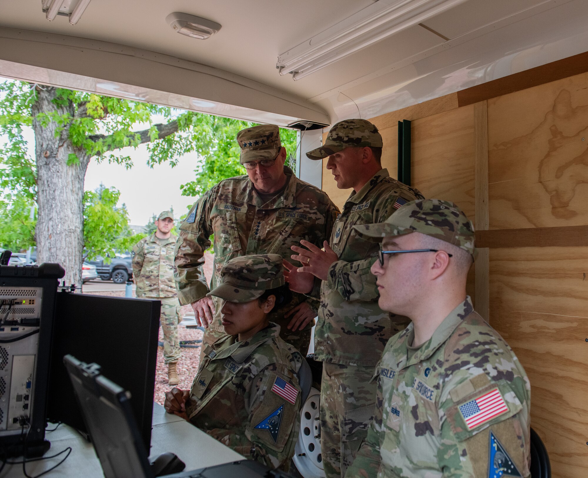 Tech. Sgt. Matthew Hahnrauch briefs Gen. Chance Saltzman.