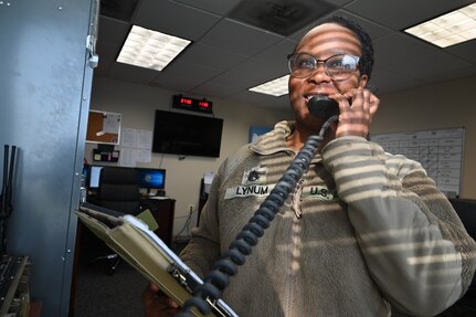 U.S. Army SSG Belita Lynum, District of Columbia National Guard, provides aviation operations duties at Davison Army Airfield, May 21, 2024. D.C. Army National Guard Aviation organized an all-female flight crew to commemorate to first woman to graduate Army flight school and the first female officer to achieve pilot status in June 1974.