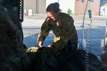 CW3 Joy Byrnes, UH-60 Black Hawk pilot, District of Columbia National Guard, conducts a preflight inspection at Davison Army Airfield, May 21, 2024. D.C. Army National Guard Aviation organized an all-female flight crew to commemorate to first woman to graduate Army flight school and the first female officer to achieve pilot status in June 1974.