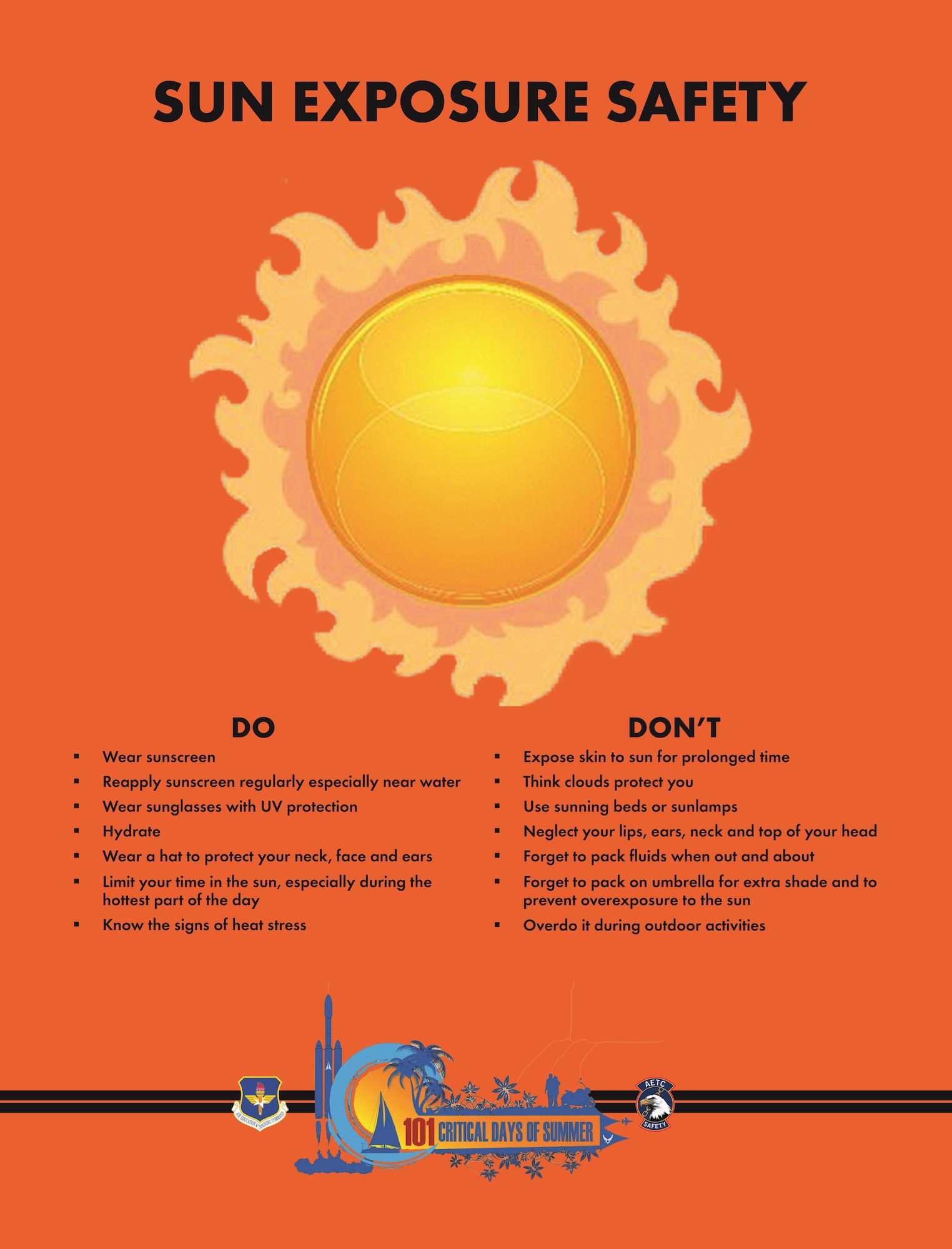 The 101 Critical Days of Summer kicked off Memorial Day weekend (May 25) and will run through Labor Day (Sept. 2). These safety flyers cover high-risk activities during the campaign period to display in units, forward through e-mail, post on social media, etc., to promote mishap prevention.
