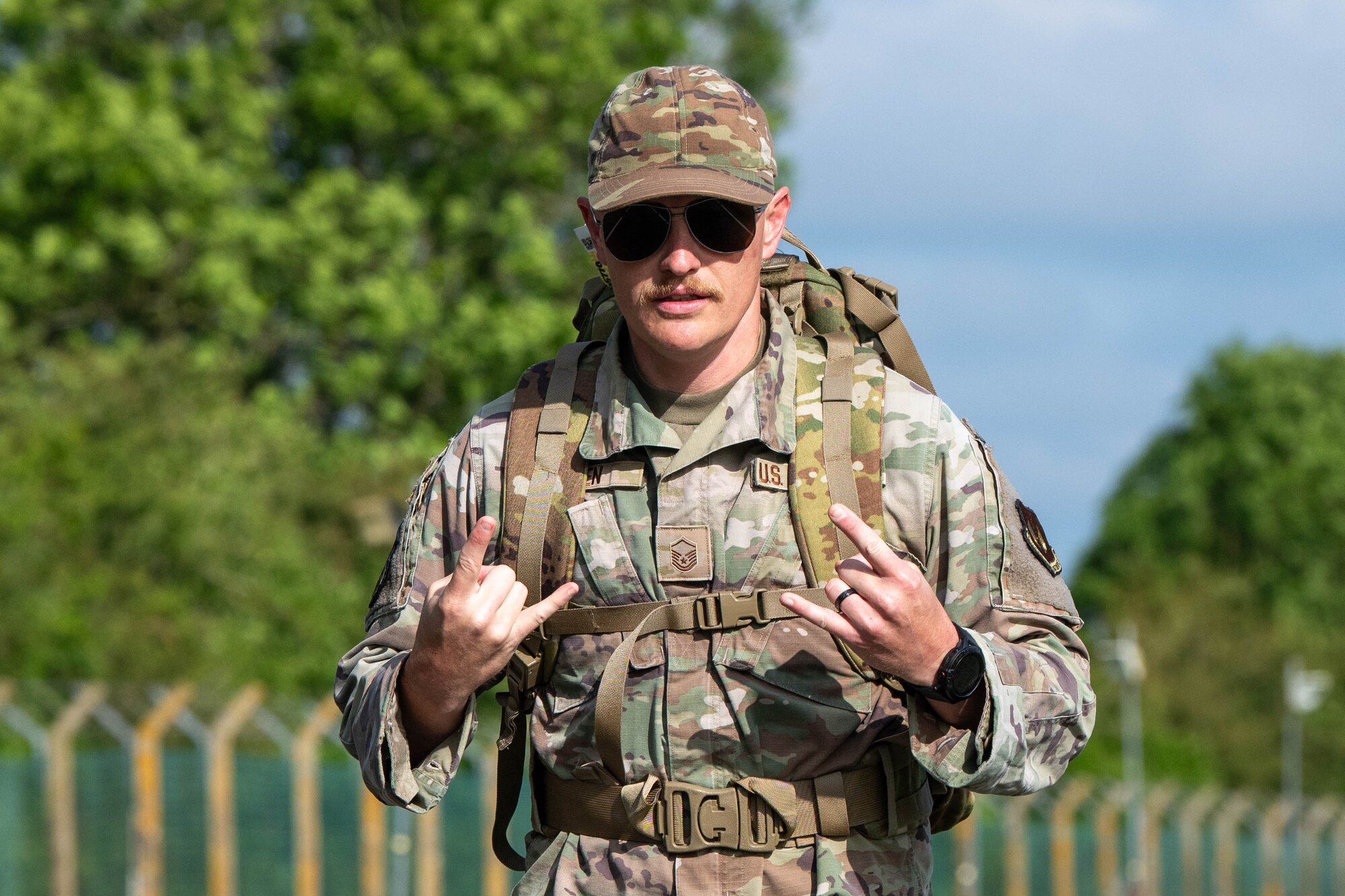A competitor poses for a photo during a Norwegian Foot March