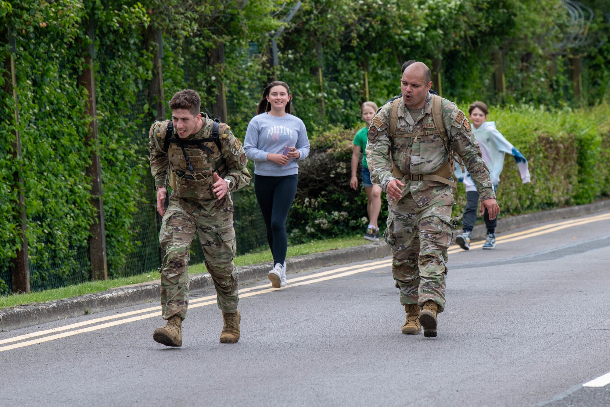Competitors advance during a Norwegian Foot March