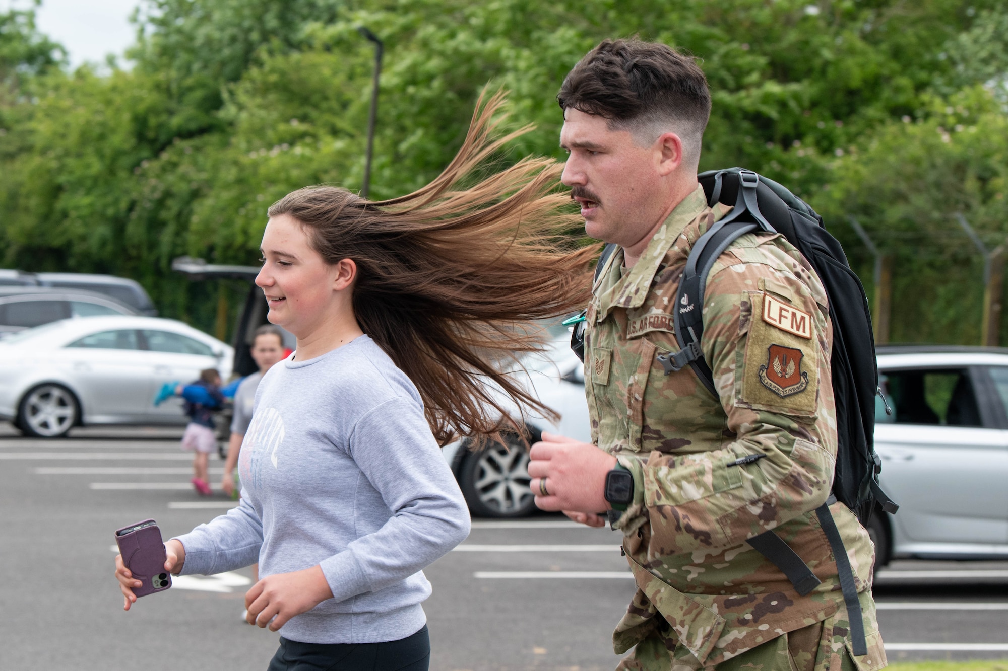 Competitors advance during a Norwegian Foot March