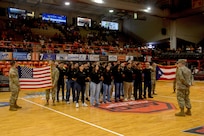 Future Soldiers take oath of enlistment at Puerto Rican basketball game