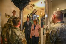 The Honorable Anniken Krutnes, Norway's Ambassador to the United States, receives a tour of a simulated launch facility at Minot Air Force Base, North Dakota, May 30, 2024. During the tour, Krutnes learned about the mechanisms used to maintain and launch the Minuteman III Intercontinental Ballistic Missile. (U.S. Air Force photo by Airman 1st Class Trust Tate)