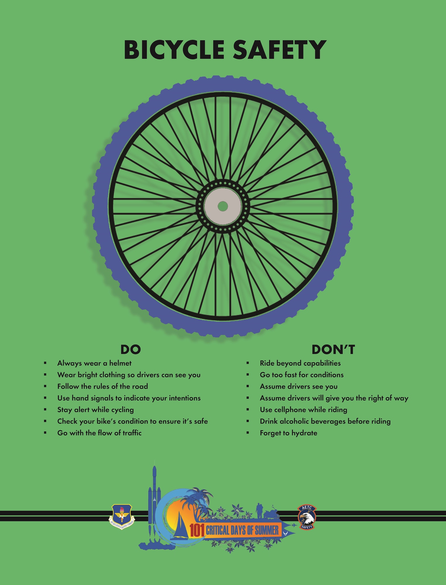 The 101 Critical Days of Summer kicked off Memorial Day weekend (May 25) and will run through Labor Day (Sept. 2). These safety flyers cover high-risk activities during the campaign period to display in units, forward through e-mail, post on social media, etc., to promote mishap prevention.