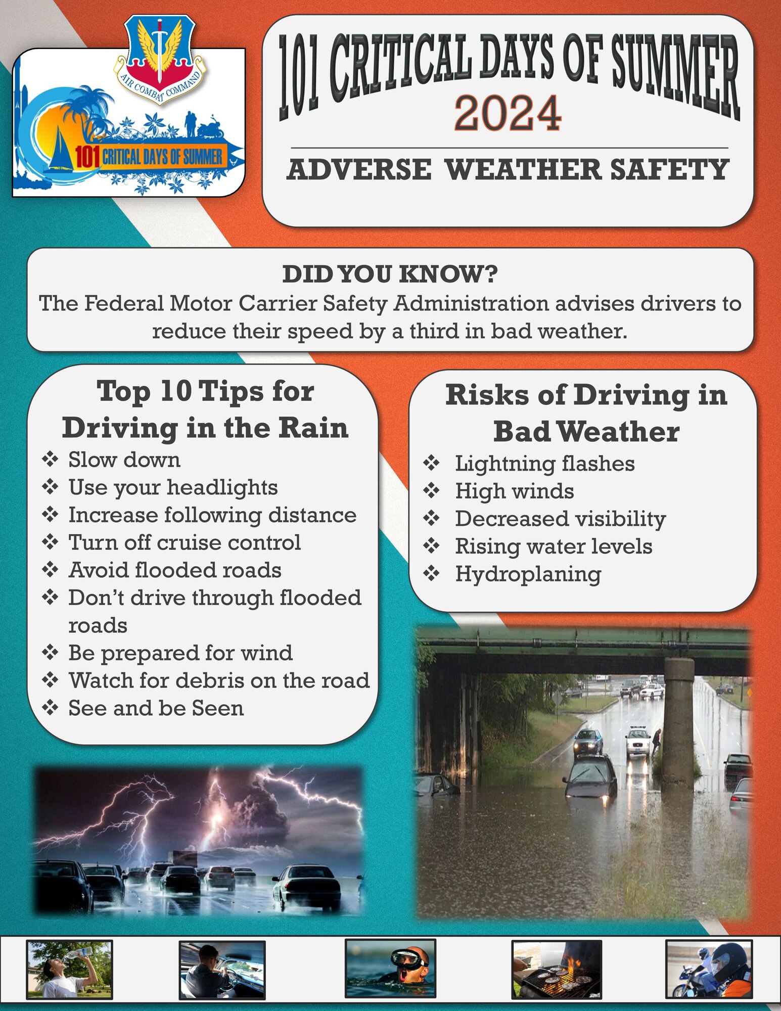 The 101 Critical Days of Summer kicked off Memorial Day weekend (May 25) and will run through Labor Day (Sept. 2). These safety flyers cover high-risk activities during the campaign period to display in units, forward through e-mail, post on social media, etc., to promote mishap prevention.