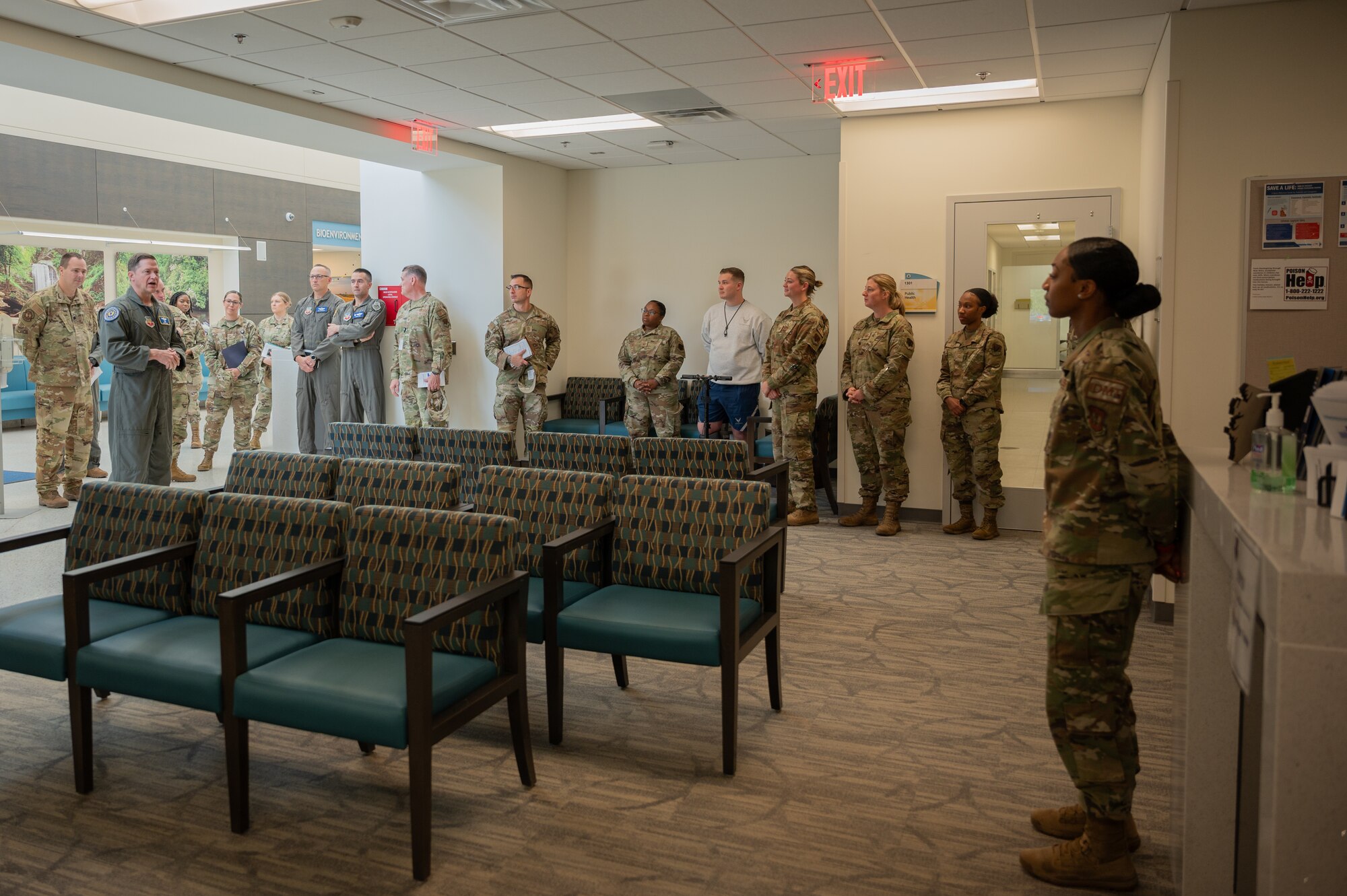U.S. Air Force Maj. Gen. David Lyons, Fifteenth Air Force commander, speaks with Airmen assigned to the 4th Medical Group during his visit at Seymour Johnson Air Force Base, North Carolina, May 21, 2024. Gen. Lyons visited Seymour Johnson AFB to get a first-hand look at the 4th Fight Wing’s infrastructure, day to day operations and meet Seymour’s Airmen. (U.S. Air Force photo by Airman 1st Class Rebecca Sirimarco-Lang)