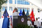 Navy officer at retirement and change of command.