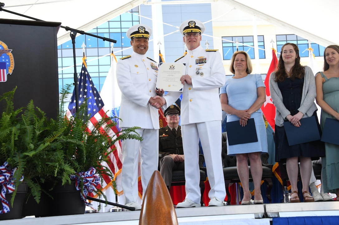 Navy officer at retirement and change of command.