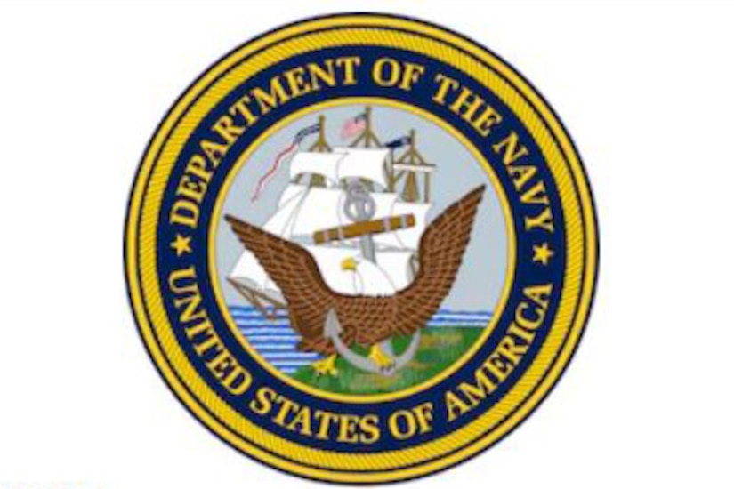 Circular seal featuring illustration of tall ship, eagle and anchor in the center.