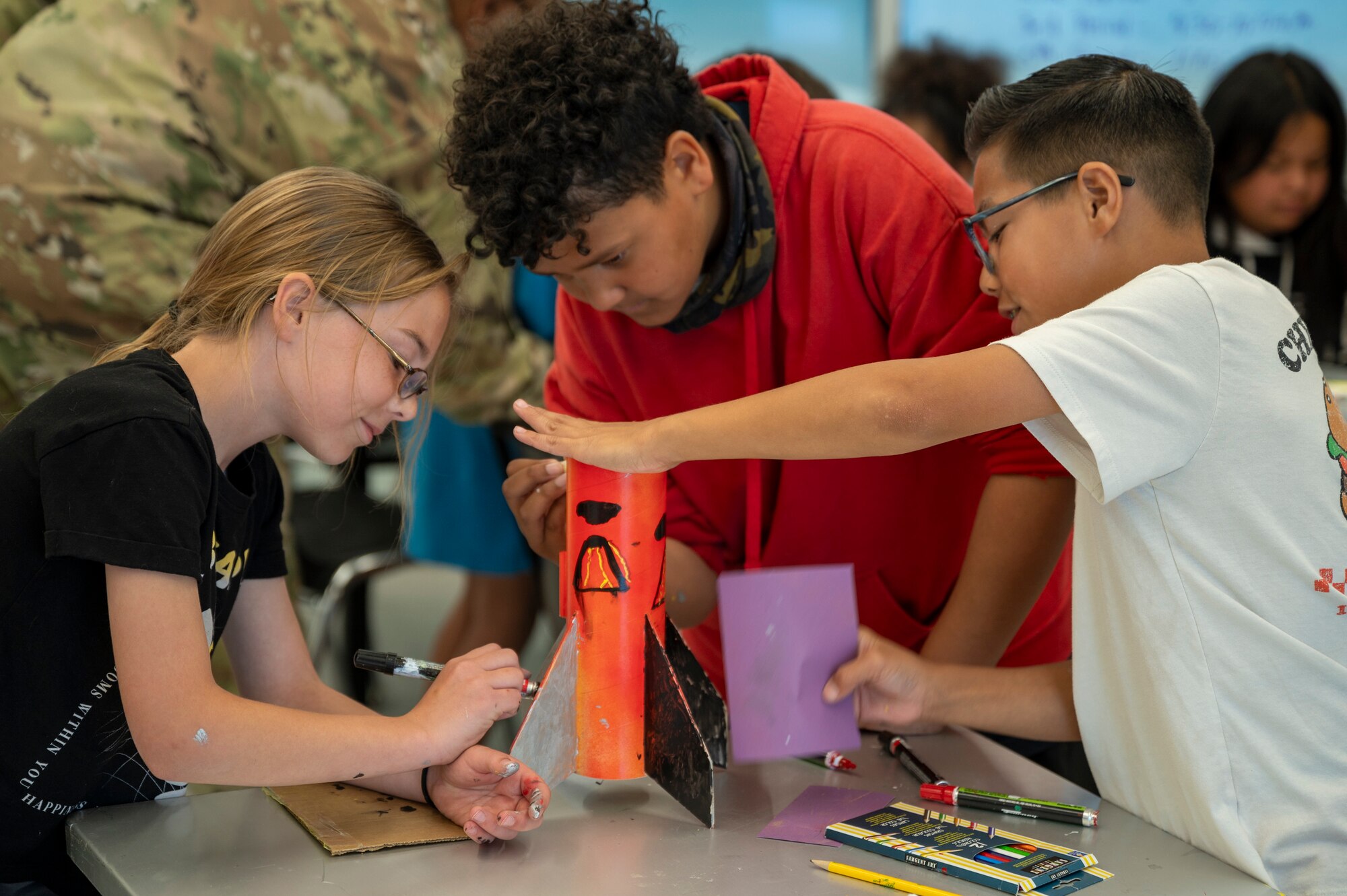 Students at Irving Branch Elementary School on Edwards AFB built, painted and launched 12 rockets as part of a practical science, technology, engineering and mathematics project. This hands-on experience allows the student to extend what they have learned in the classroom to the real world.