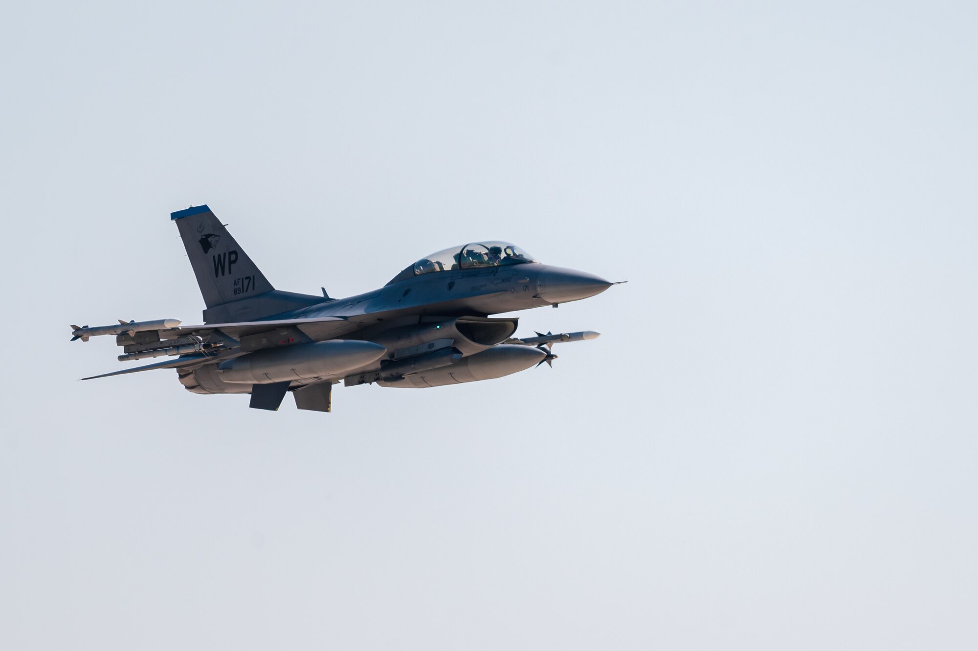 A U.S. Air Force F-16 Fighting Falcon assigned to the 35th Fighter Squadron flies over Kunsan