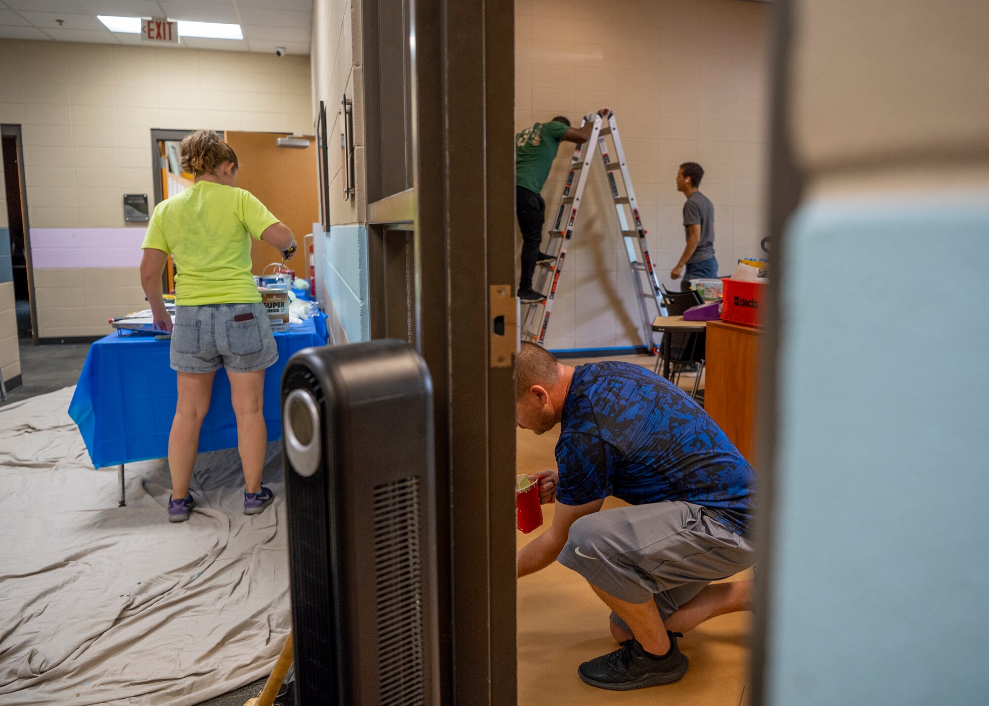 U.S. Air Force Airmen assigned to the 23rd Wing provide essential renovations at the Boys and Girls Club in Valdosta, Georgia, May 31, 2024. Children from the BGC were able to return to freshly painted crafts and classroom renovations the following week after these Airmen provided essential repairs to their building. (U.S. Air Force photo by Airman 1st Class Leonid Soubbotine)