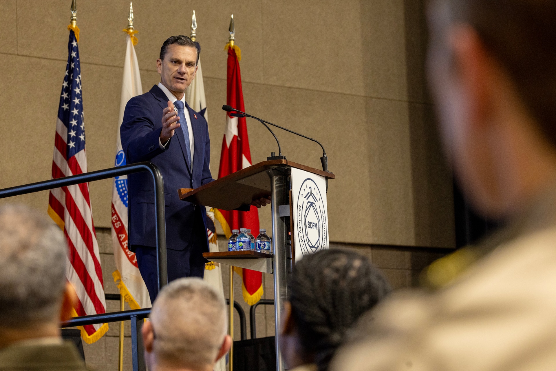 Bruce B. Miller, U.S. Army auditor general, delivers remarks during the Society of Defense Financial Management’s Profession Development Institute in Phoenix May 29, 2024. The PDI was a chance for the Army’s finance and comptroller organizations to come together, share best practices, solve shared problems, and professionally develop Soldiers and Army civilian employees. (U.S. Army photo by Mark R. W. Orders-Woempner)
