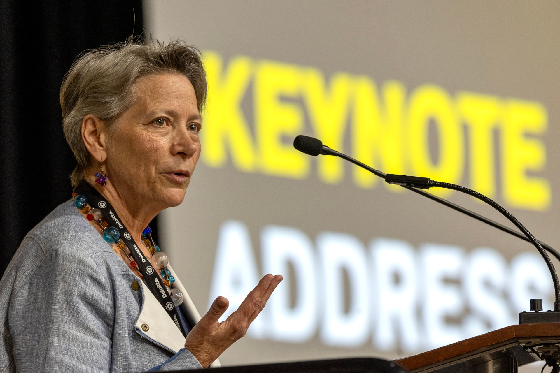 Caral E. Spangler, Assistant Secretary of the Army for Financial Management and Comptroller, delivers opening remarks launching Army Community Day during the Society of Defense Financial Management’s Profession Development Institute in Phoenix May 29, 2024. The PDI was a chance for the Army’s finance and comptroller organizations to come together, share best practices, solve shared problems, and professionally develop Soldiers and Army civilian employees. (U.S. Army photo by Mark R. W. Orders-Woempner)