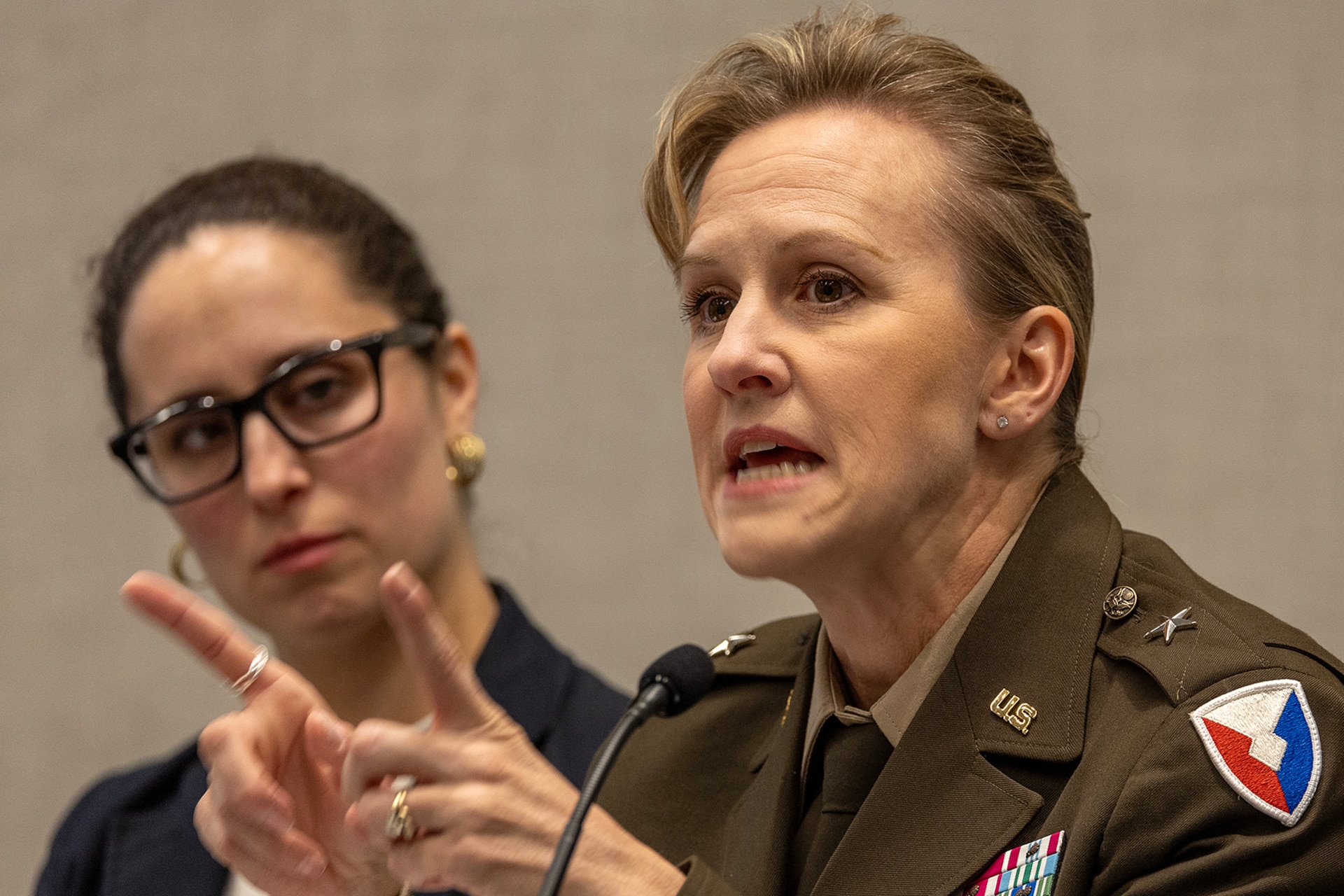 Brig. Gen. Paige M. Jennings, U.S. Army Financial Management Command commanding general, delivers a presentation during the Society of Defense Financial Management’s Profession Development Institute in Phoenix May 30, 2024. The PDI was a chance for the Army’s finance and comptroller organizations to come together, share best practices, solve shared problems, and professionally develop Soldiers and Army civilian employees. (U.S. Army photo by Mark R. W. Orders-Woempner)