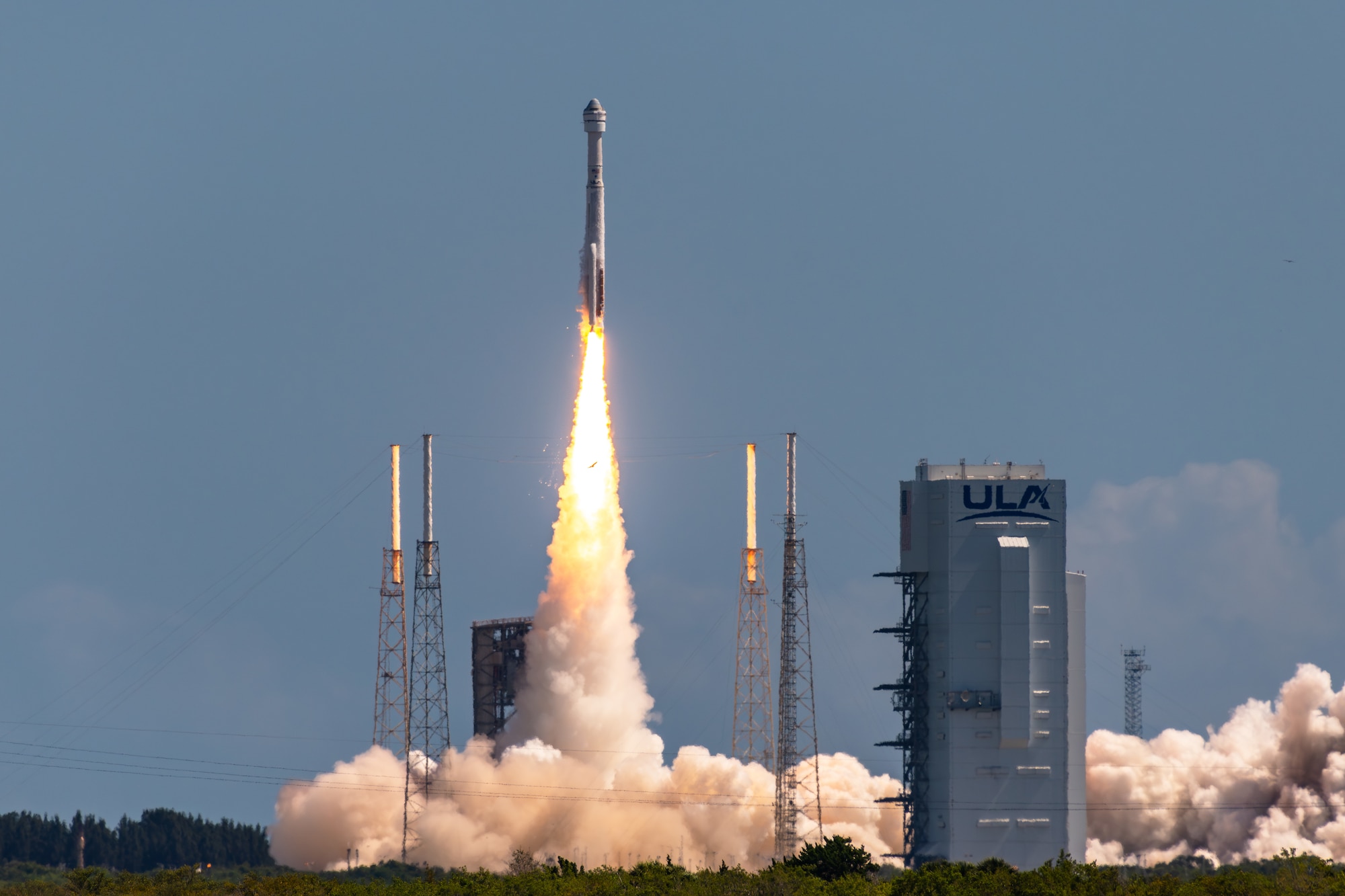 A United Launch Alliance Atlas V rocket carrying Boeing’s Crew Space Transportation-100 Starliner spacecraft launches from Space Launch Complex-41 at Cape Canaveral Space Force Station, Florida, June 5, 2024. This Crew Flight Test mission launched NASA astronauts Barry “Butch” Wilmore and Sunita "Suni" Williams to the International Space Station and was ULA's first human launch. (U.S. Space Force photo by Joshua Conti)