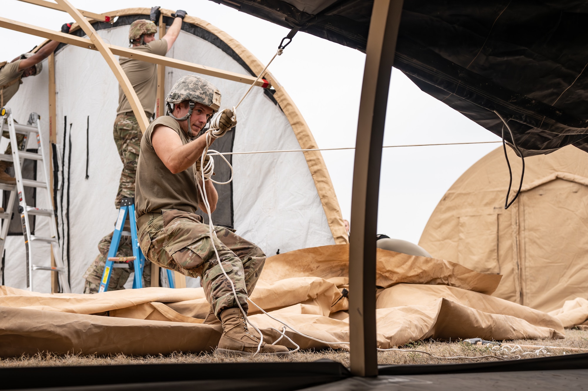 The 47th Flying Training Wing conducted Operation Titan Haymaker, a large-scale exercise, May 23, 2024, to familiarize first-term enlisted Airmen and Company Grade Officers on what to expect in an austere deployed environment. The exercise employed Agile Combat Employment (ACE) elements into the objectives.