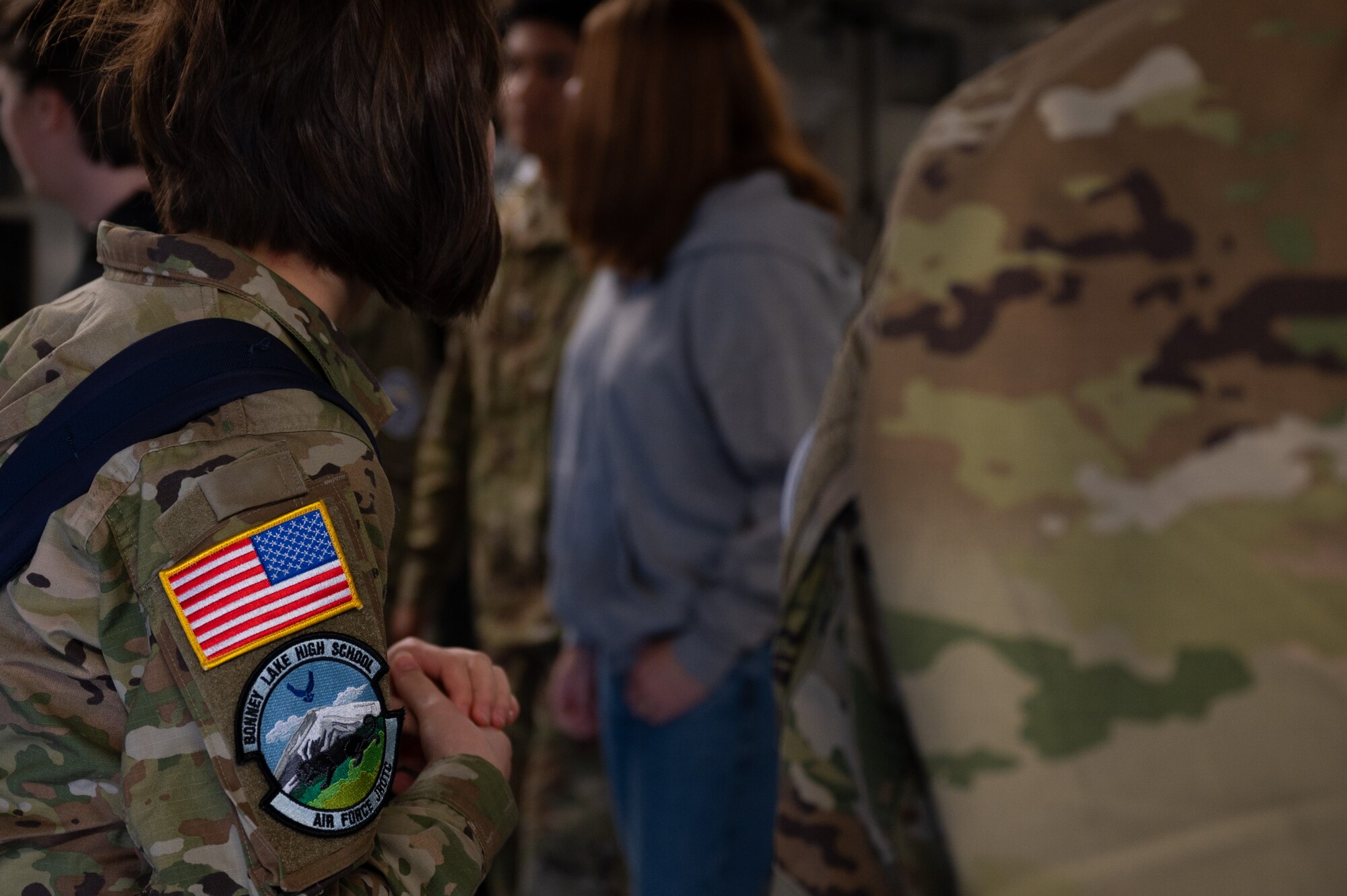 Bonney Lake High School Junior ROTC students toured a C-17 Globemaster III and met Airmen with the 62d Airlift Wing and 627th Security Forces Squadron at Joint Base Lewis-McChord, Washington, June 4, 2024. The students were introduced to various career fields to experience the rapid global mobility mission first-hand.