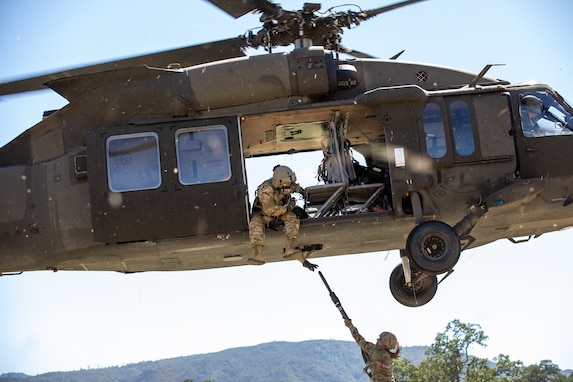 Sling load helicopter training at Combat Support Training Exercise