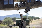 Sling load helicopter training at Combat Support Training Exercise