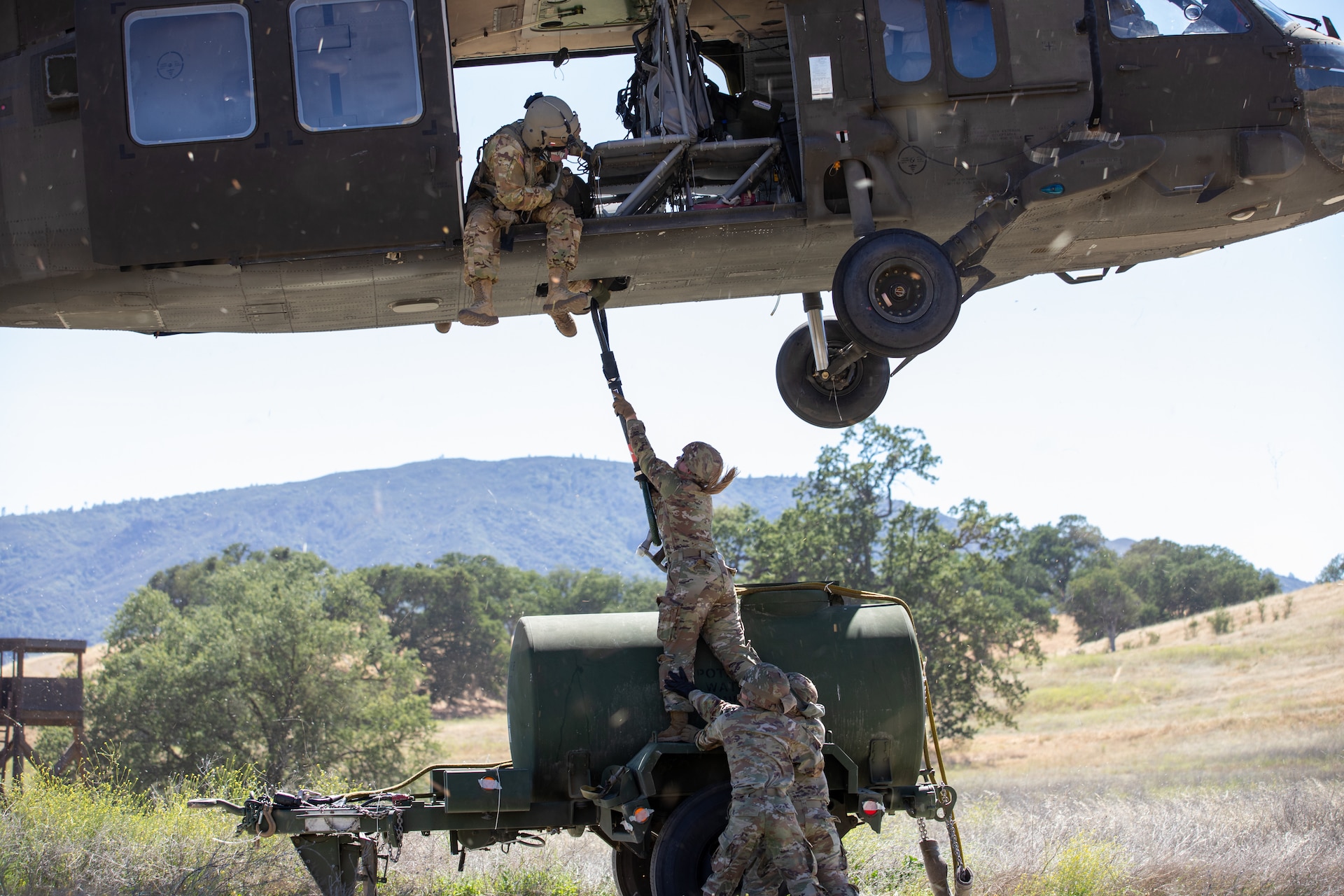 Sling load helicopter training at Combat Support Training Exercise
