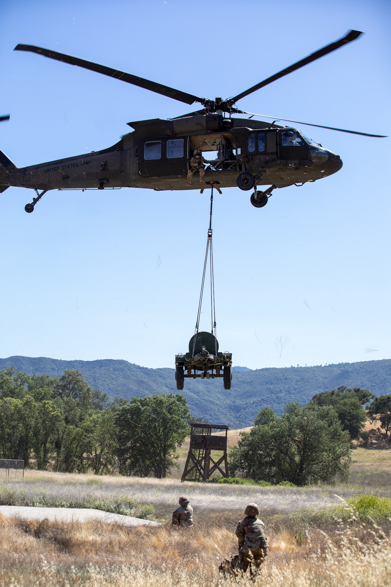 Sling load helicopter training at Combat Support Training Exercise