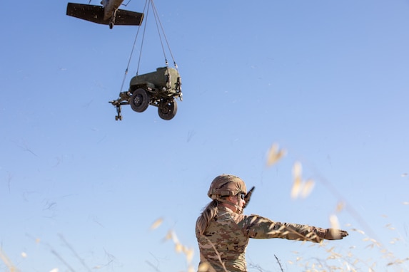 Sling load helicopter training at Combat Support Training Exercise