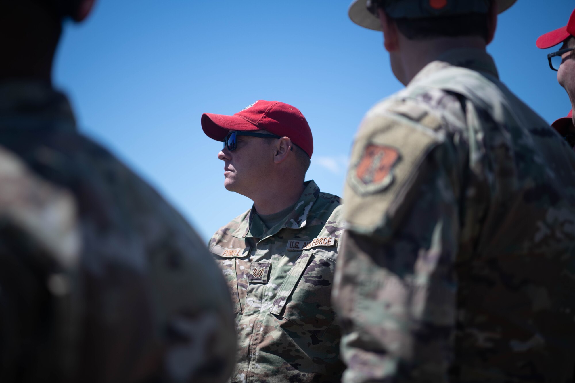 Close up of Airman standing in a group.