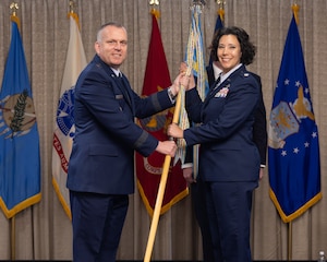 Incoming command takes the guidon from DLA Aviation commander
