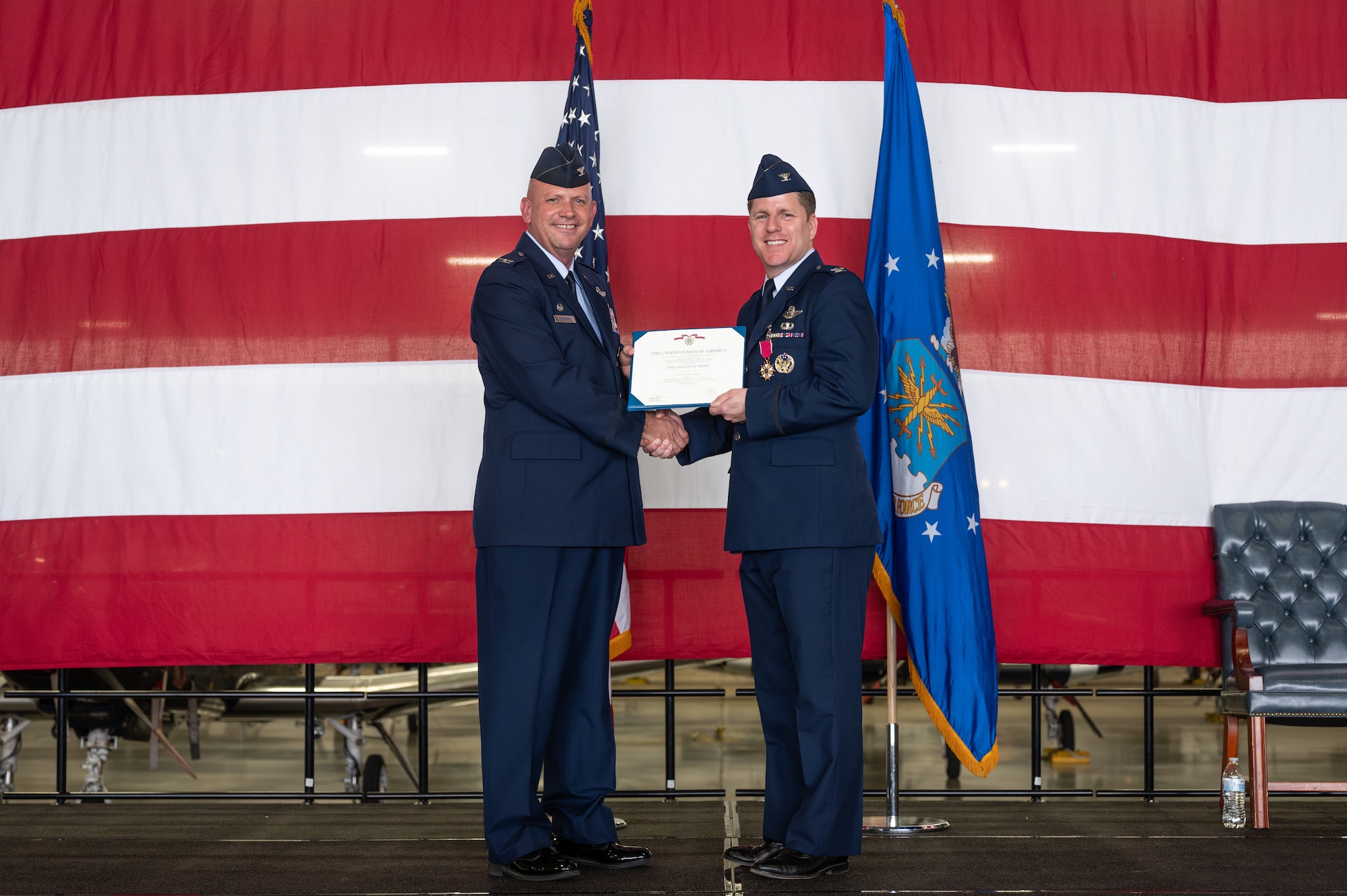 47th Flying Training Wing (FTW) Airmen bid farewell to Col. James Blech, prior commander of the 47th Operations Group (OG), and welcomed Col. Joseph McCane, current commander of the 47th OG, during a change of command ceremony here, May 31, 2024.