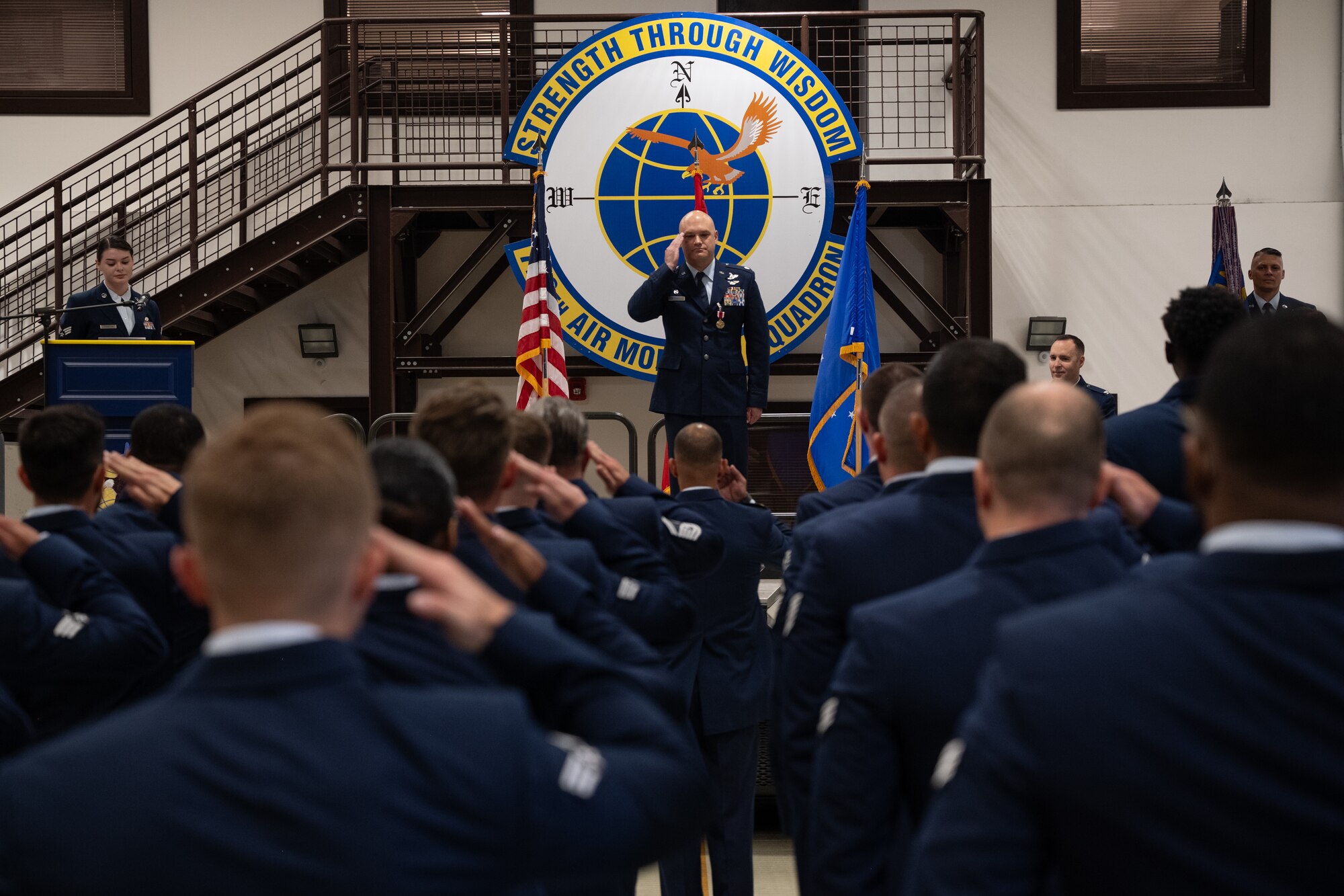 U.S. Air Force Lt. Col. Richard Cramer, 728th Air Mobility Squadron commander, renders his final salute at a change of command ceremony at Incirlik Air Base, Türkiye.