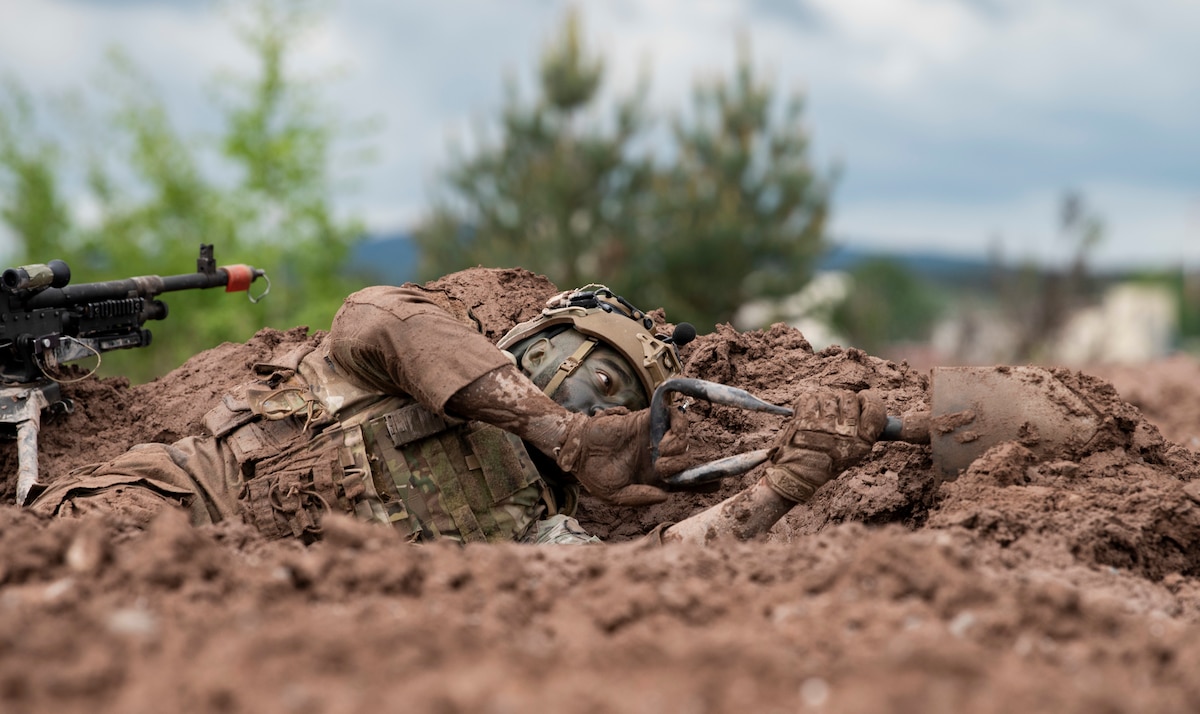 U.S. Air Force Staff Sgt. Devon Stewert, European Combat Leaders course class 24-02 student, participates in practical training