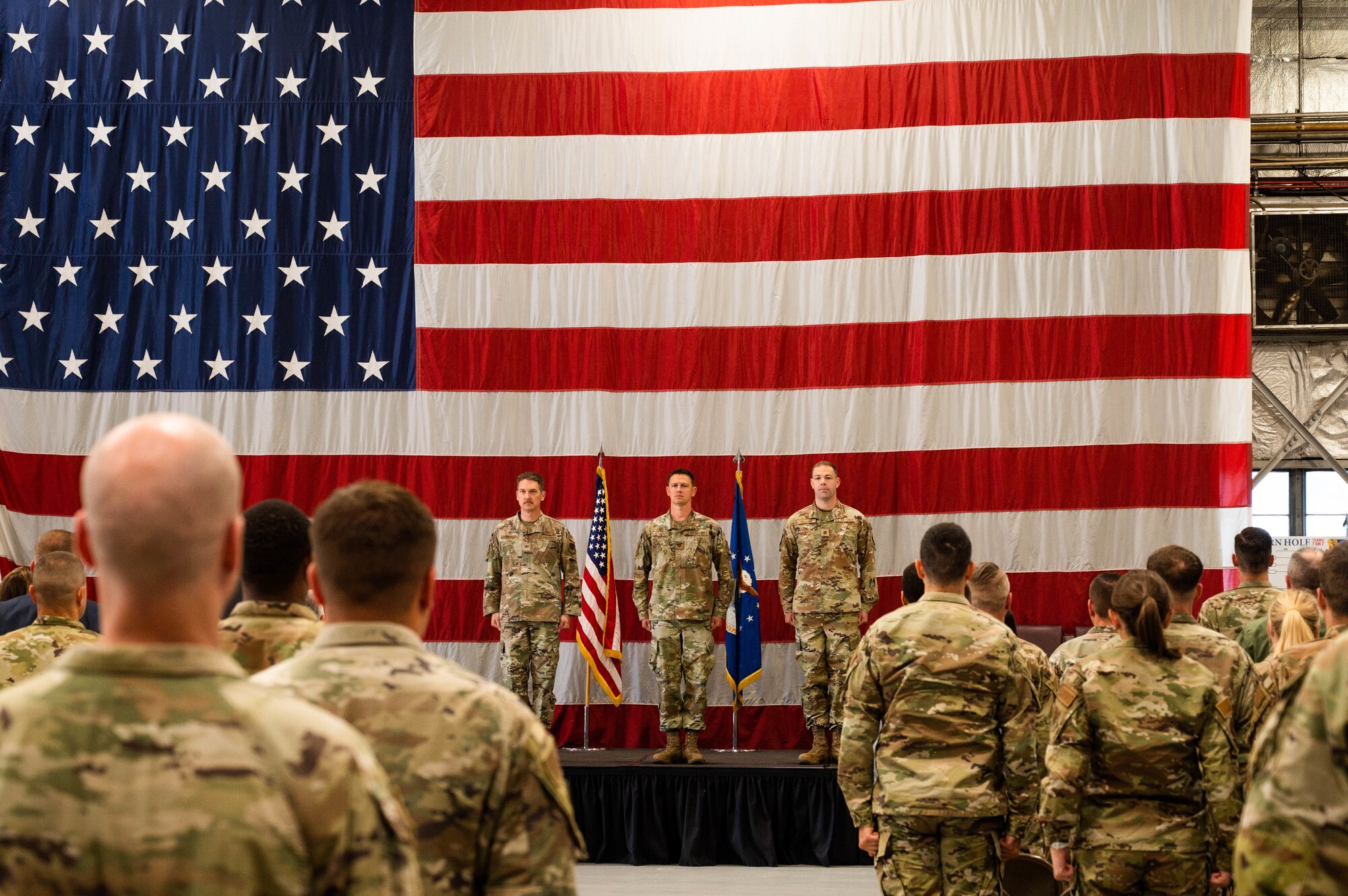 A photo of a change of command ceremony