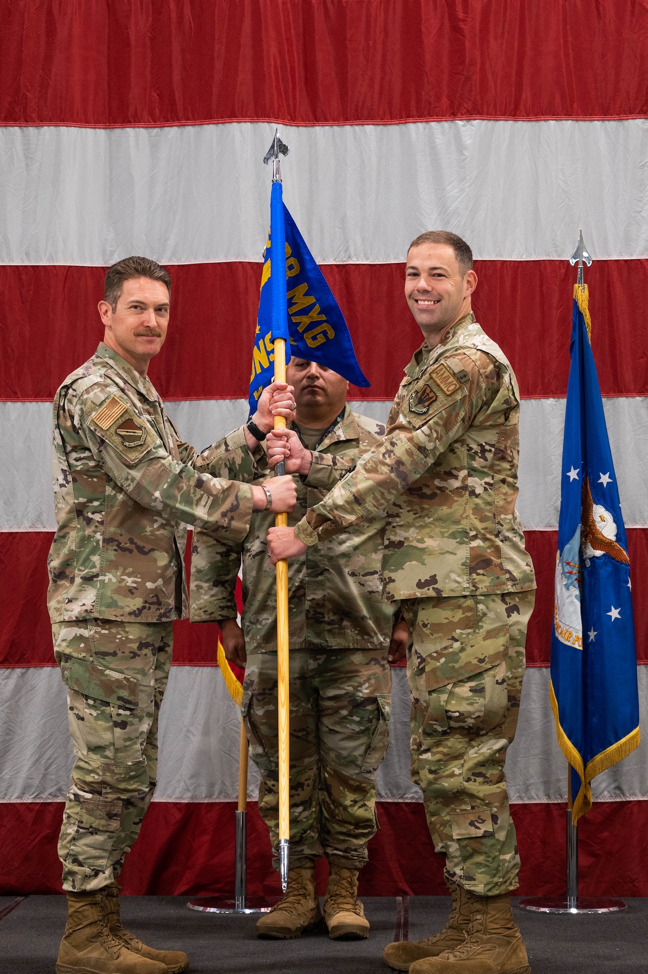A photo of a change of command ceremony