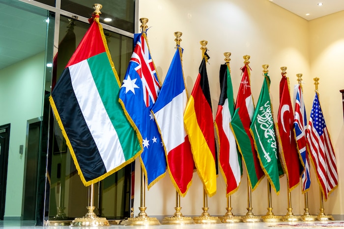 Flags of all 10 nations participating in Desert Flag 9