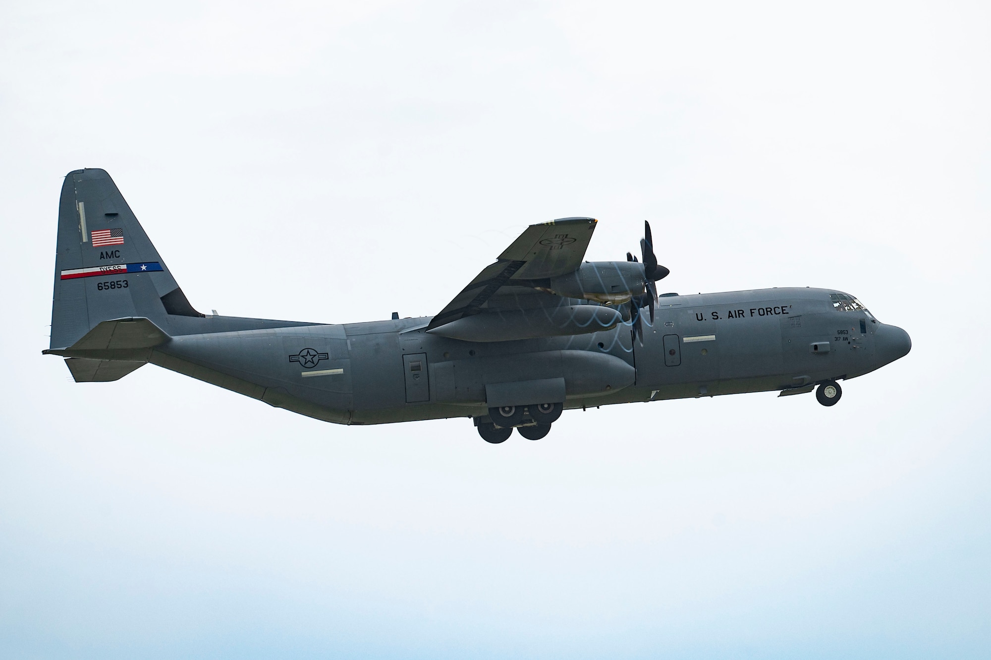 A C-130J Super Hercules assigned to Dyess Air Force Base, Texas, takes off for a mission at Antonio B. Won Pat International Airport, Guam, June 5, 2024. After completing a Maximum Endurance Operation, the crew took off into the Indo-Pacific theater, leaving to Andersen Air Force Base to gather personnel and equipment for delivery to Tinian, showcasing the Mobility Air Forces’ ability to “Explode into Theater.”. (U.S. Air Force photo by Airman 1st Class Emma Anderson)