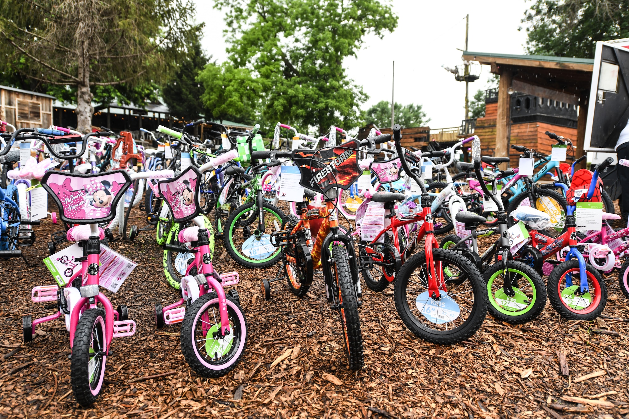bicycles in a group