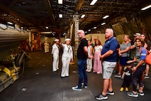 Guests tour USS Montgomery (LCS 8) during Portland Fleet Week in Portland, Oregon.