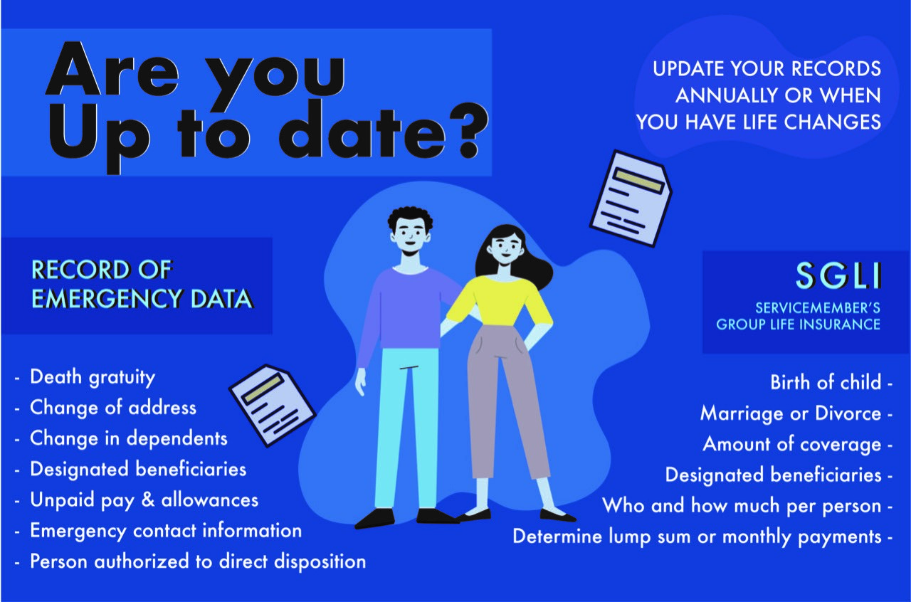 Military personnel have two crucial items that demand attention and periodic updates, the Servicemembers' Group Life Insurance and the Virtual Record of Emergency Data. Neglecting to keep these items current could have serious consequences for both service members and their families. (U.S. Air Force graphic by Tech. Sgt. Shelton Sherrill)
