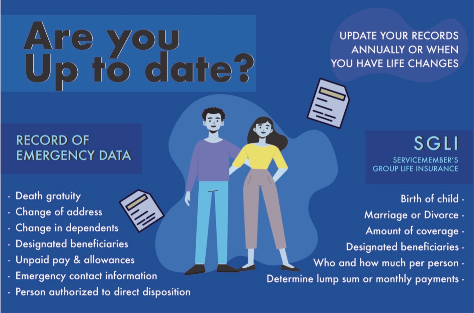 Graphic with key points on why it's important to update emergency data and life insurance.