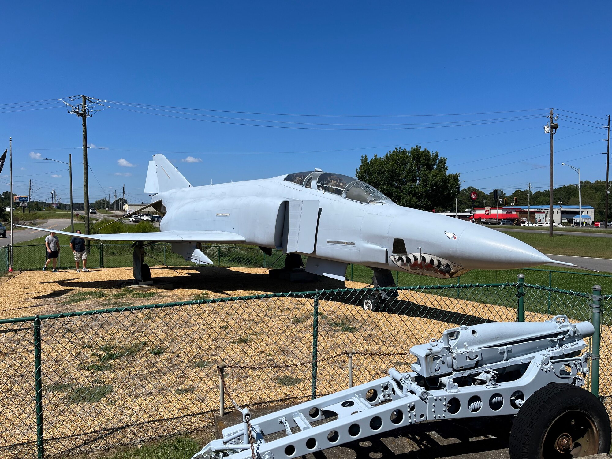 Members of the 117th Air Refueling Wing work to restore a static display RF-4C in Jasper, Alabama, September 18-22, 2023. These photos show the before and after, and the original transport of the aircraft to its current location. (U.S. Air National Guard photo by Courtesy Asset)